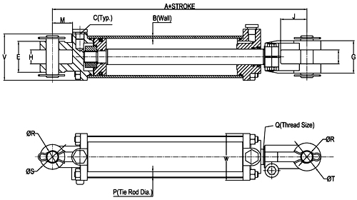 G-FORCE 11447 3.5-Inch Bore 16-Inch ASAE Stroke Tie Rod Hydraulic Cylinder 